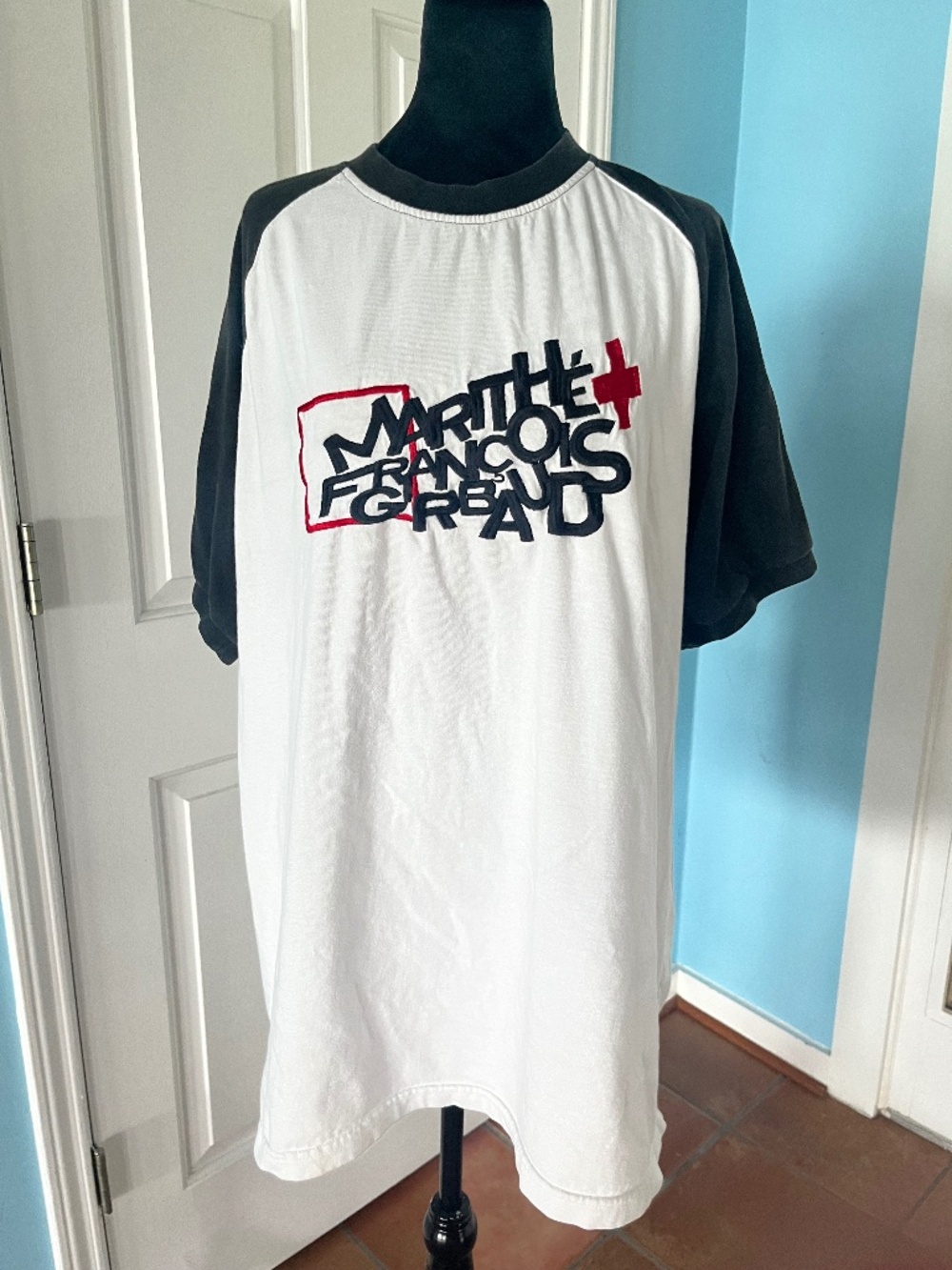 Rare VTG MARITHE FRANCOIS GIRBAUD Spell Out Ringer T Shirt 2000s Streetwear 2XL